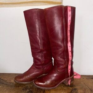 Vintage Frye campus boots burgundy narrow toe